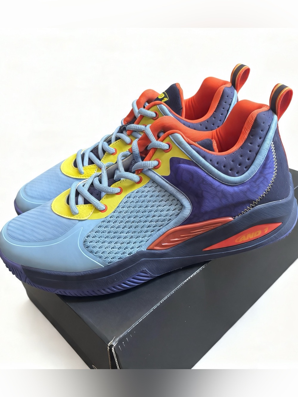 AND1 Delta TPR Basketball Shoes Men’s 10.5 Blue Purple Yellow NIB - Picture 2 of 6